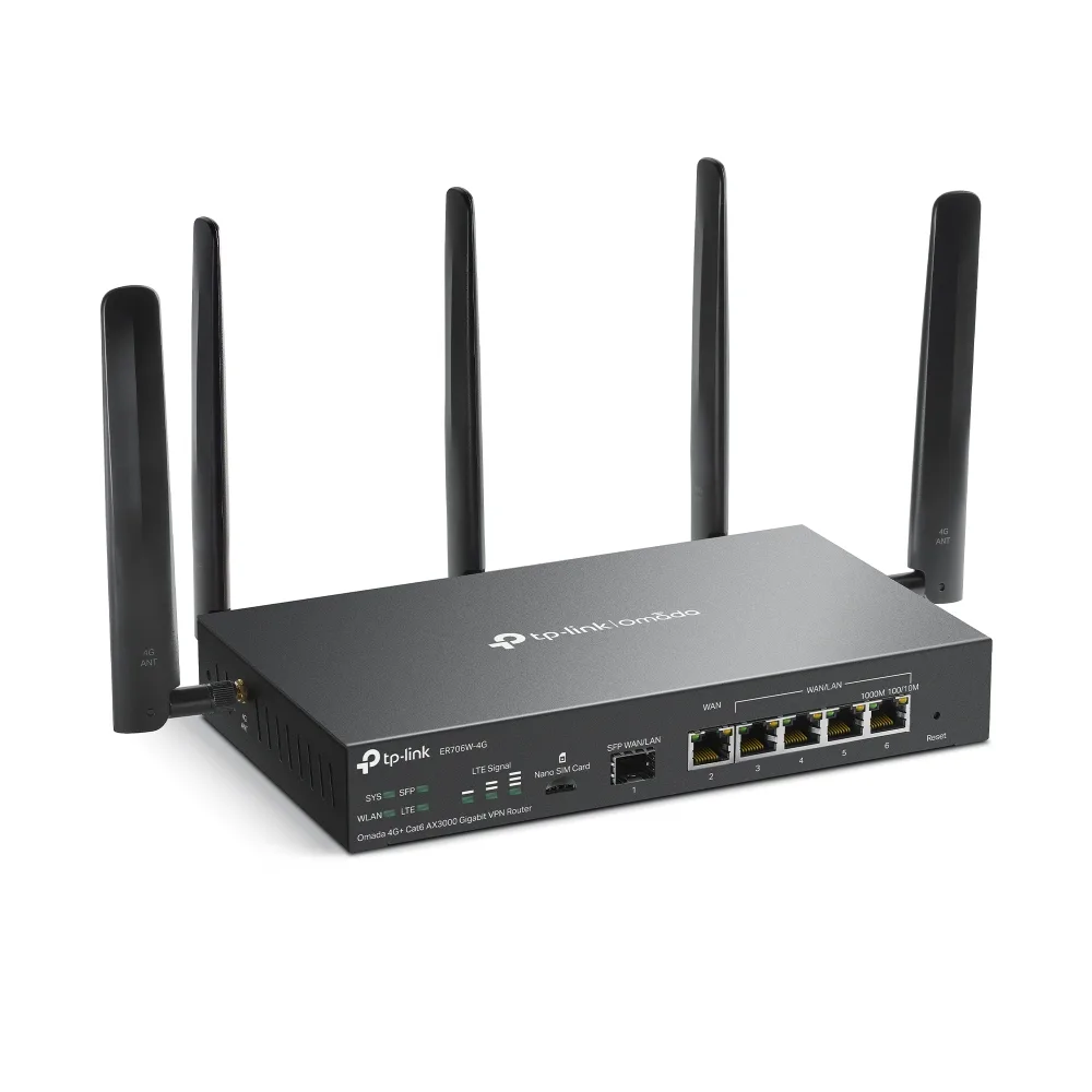 TP-Link ER706WP-4G Omada 4G+ Cat6 AX3000 Wi-Fi 6 Gigabit VPN Gateway